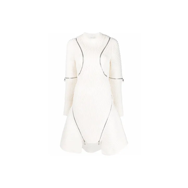 Alexander McQueen Long-Sleeved Dresses Women's White-0