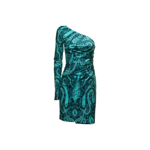 ETRO Paisley-Printed One-Shoulder Asymmetric Mini Dresses