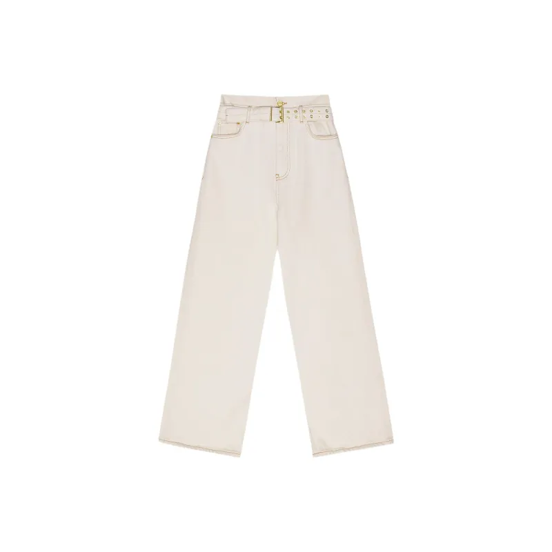 GANNI High Waist Belted Jeans-0