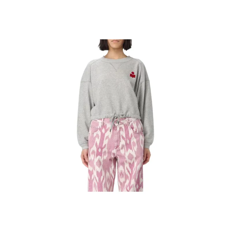 ISABEL MARANT Margo Cropped Drawstring Trim Sweatshirt-3