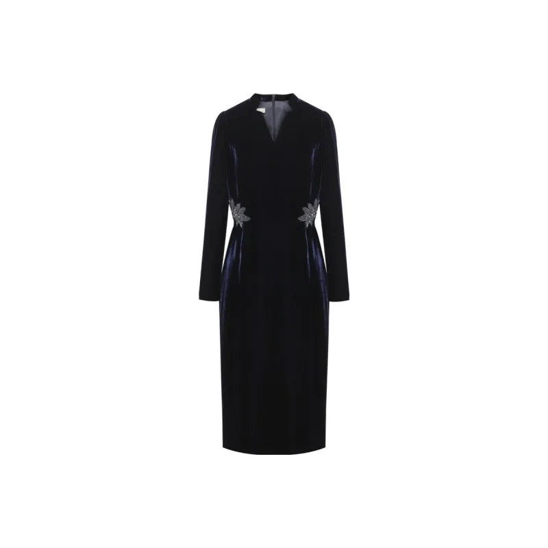 Lucybaily Long Sleeved Dresses Women's Ink Blue-0