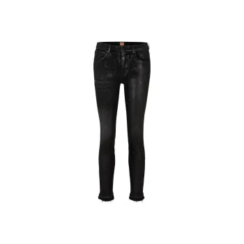 HUGO BOSS Mid-Rise Cropped Jeans In Black Stretch Denim Jeans Women's Black