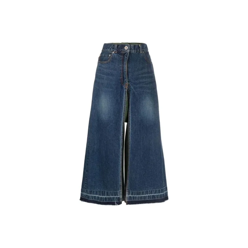 Sacai Belted Wide Jeans-0