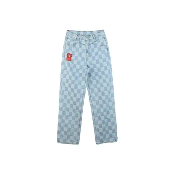 LALABOBO Straight Jeans Women's Medium Blue White