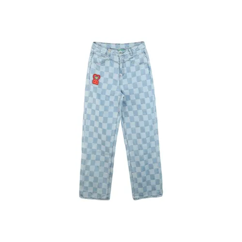 LALABOBO Straight Jeans Women's Medium Blue White