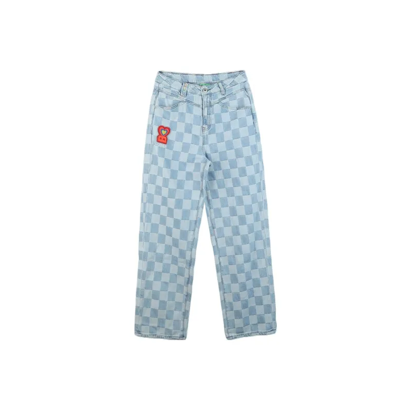 LALABOBO Straight Jeans Women's Medium Blue White-0