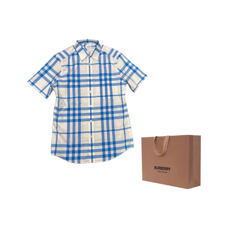 Burberry Shirts Men Blue-4