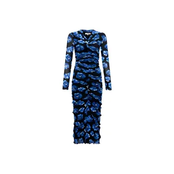 DVF Diane Von Furstenberg FW23 Long-Sleeved Dresses Women's Blue