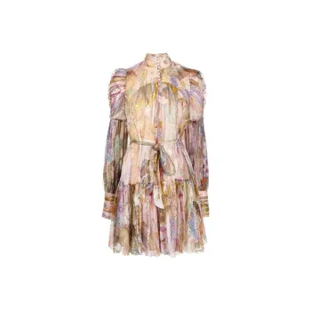 Zimmermann Kaleidoscope Lurex Long-Sleeved Mini Dress