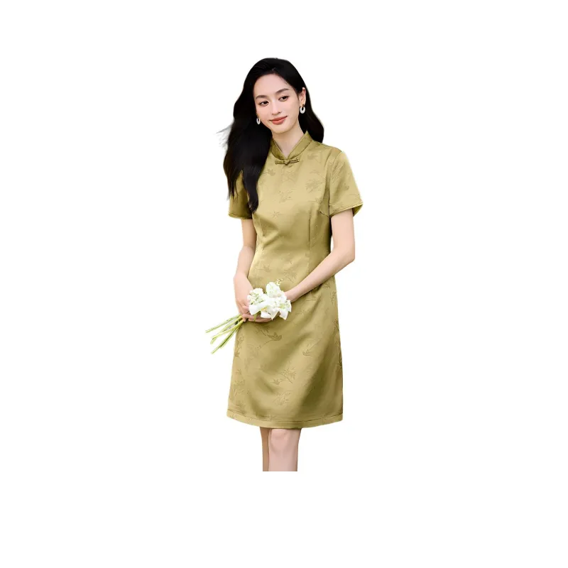 Mo Han Yi Mei Short Sleeved Dress Women's Sprout Green-0