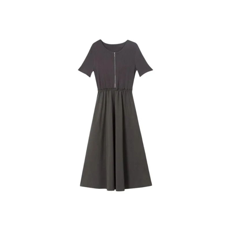 Yiner Short Sleeved Dress Women's Matte Gunmetal-0