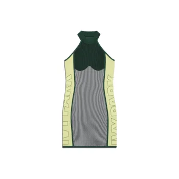Adidas Originals Ivy Park Knit Logo Dress Dark Green/Green Tint/Yellow Tint