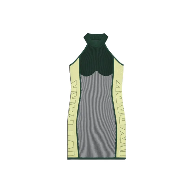 Adidas Ivy Park Knit Logo Dress Dark Green/Green Tint/Yellow Tint-0