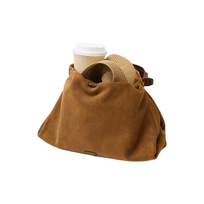 Songmont Split Cow Leather Suede Crossbody Bag, Shoulder Bag Medium Size Unisex Sand Dusk Brown-6