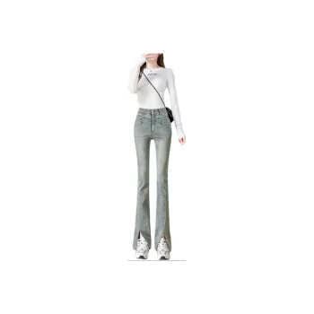 Weixi Jeans Women's Vintage Green