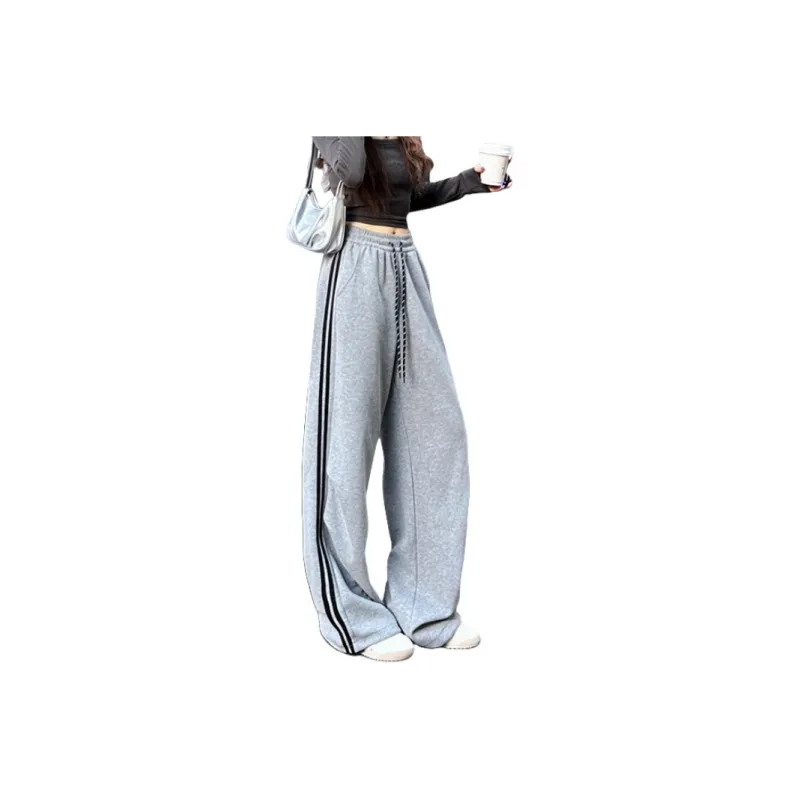 FORLOVENANCY High Rise Loose Fit Elastic Cuff Sports Floor Length Wide Leg Pants Women's-0