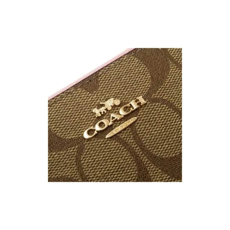 COACH PVC Clutch Mini Women's Khaki & Pink-6