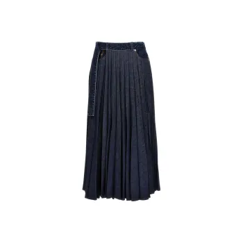Sacai Denim Long Skirts Women's Blue