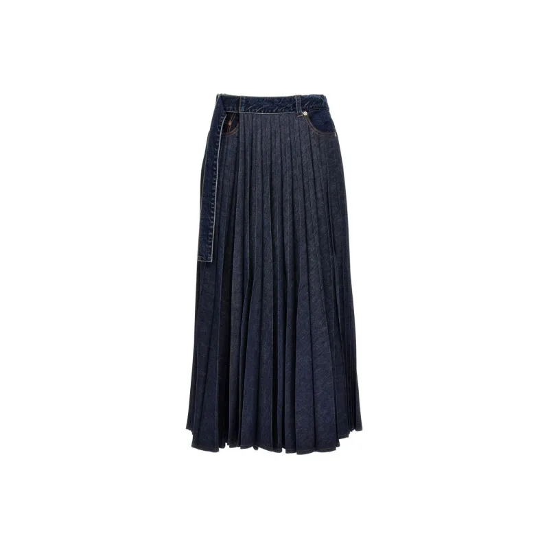 Sacai Denim Long Skirts Women's Blue-0