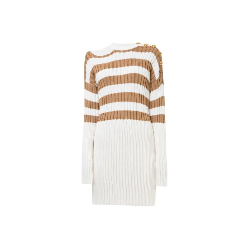 BALMAIN Striped knit Sweater Dress-0