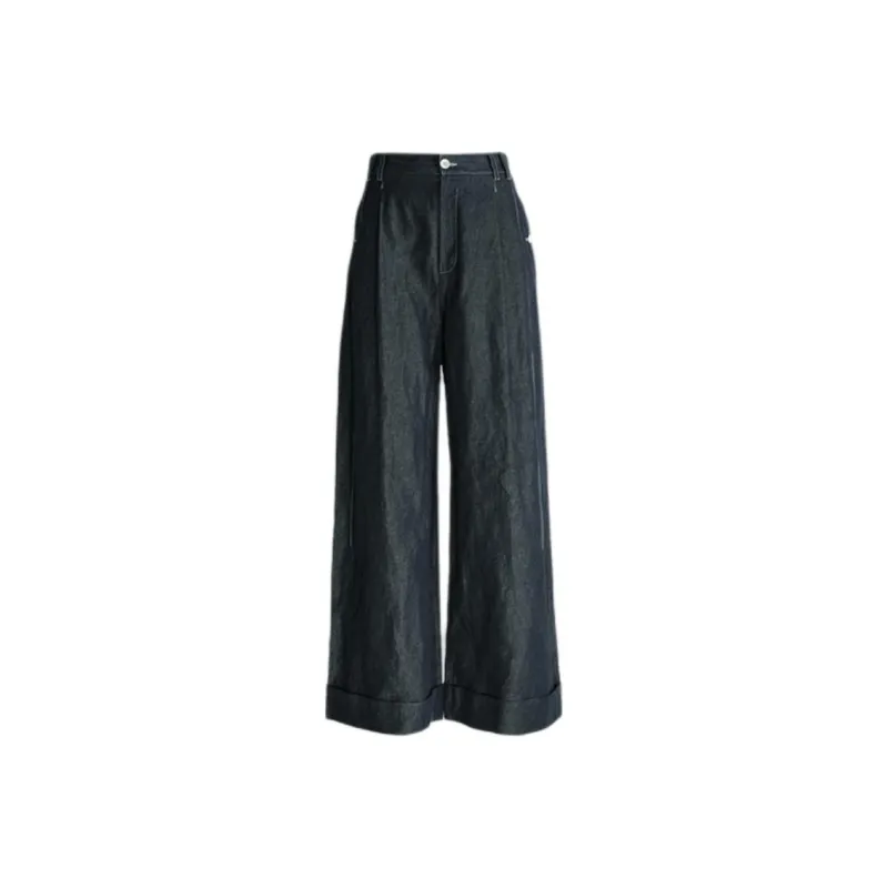 YOEYYOU SS24 Casual Pants Women's Denim Blue-0