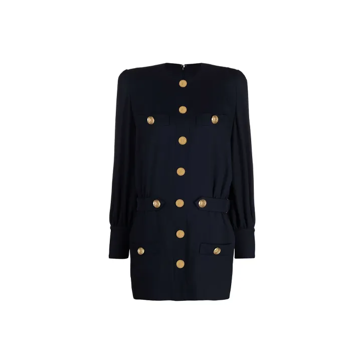 BALMAIN Long-Sleeved Dresses Women's Marine Blue-0