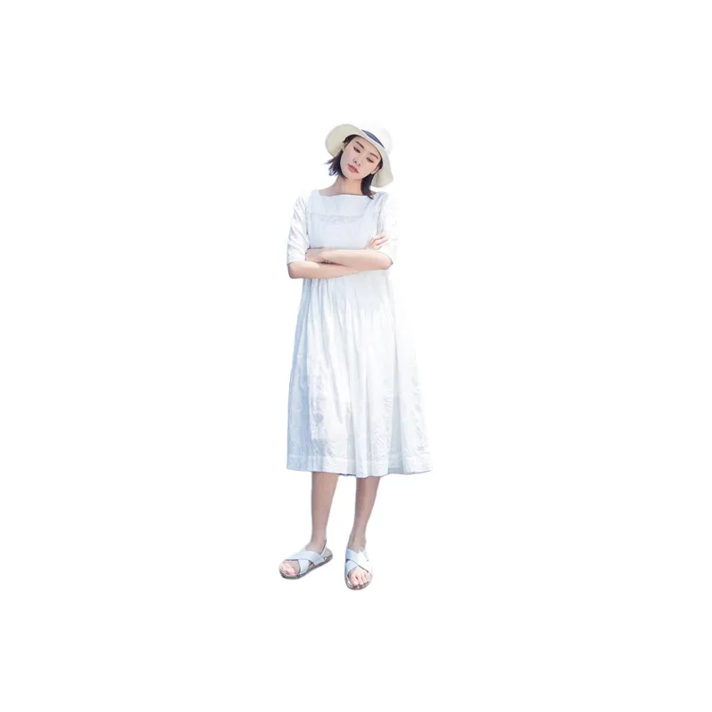 ZIMO Short Sleeved Dresses Women's White-0