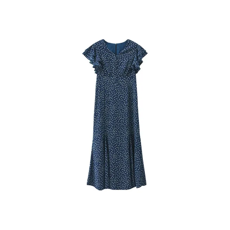SLY Short Sleeved Dress Women's Mixed Marine Blue-0