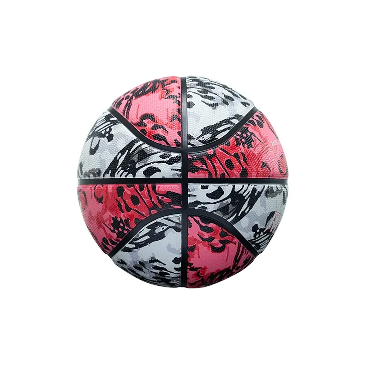 RIGORER Rubber Basketball White Pink Size 7 Ball Training Competition-3