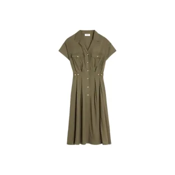 CELINE Short Sleeved Dresses Women's Brown Green