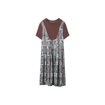 Mapping Short-Sleeved Dresses Women's Multicolor