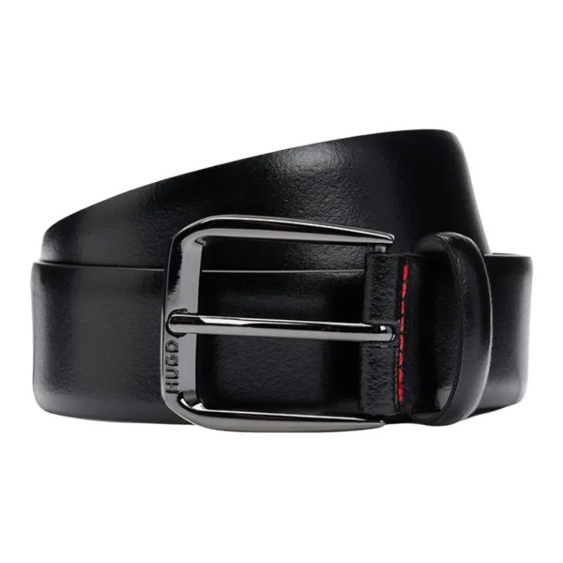 HUGO BOSS Split Cow Leather, Leather Belts Men's Black Width 3.5CM-0