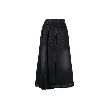 Sacai Denim Long Skirts Women's Black