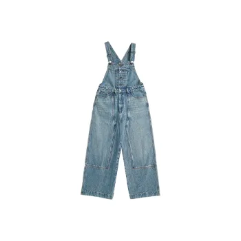 STILL WALKING Overalls Women's Denim Vintage Washed Blue
