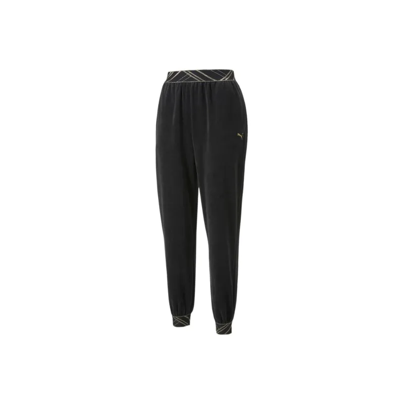 PUMA Deco Glam Velour Pant Knitted Sports Pants Women's Black-0