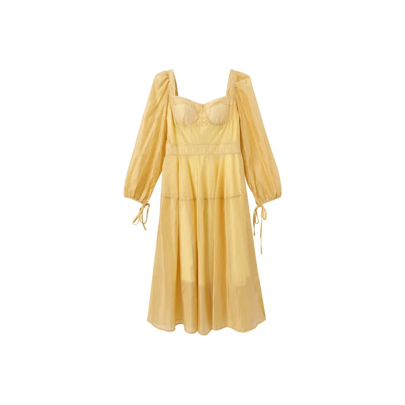 EIDOLON GRAIN Long Sleeved Dresses Women's Yellow-0