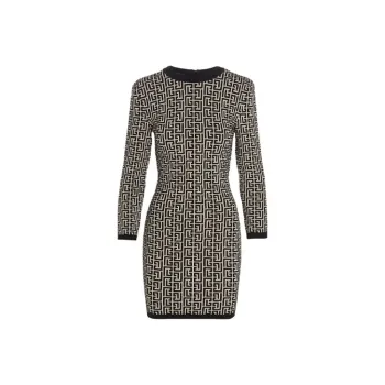 BALMAIN All-Over Monogram Printed Mini Dress