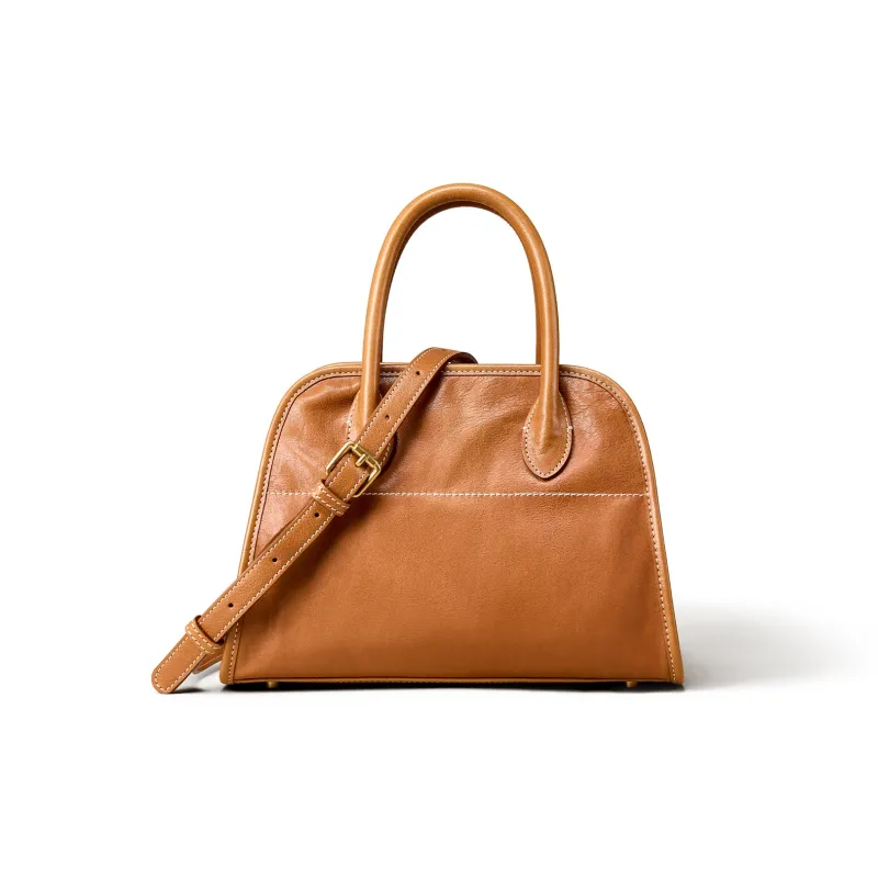 KAISER Top Grain Vegetable Tanned Cow Leather One Shoulder Handbag Women's Sunset Yellow/Cognac/Black-1