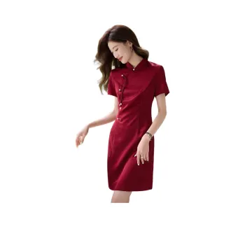 Mo Han Yi Mei Short Sleeved Dress Women's Red