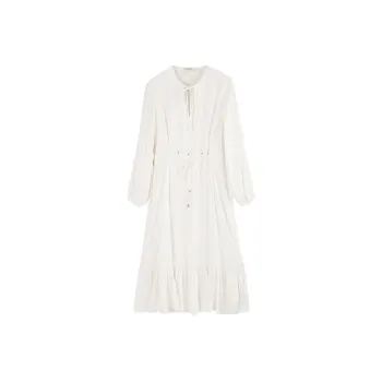 Cubic Long-Sleeved Dresses Women's Ecru