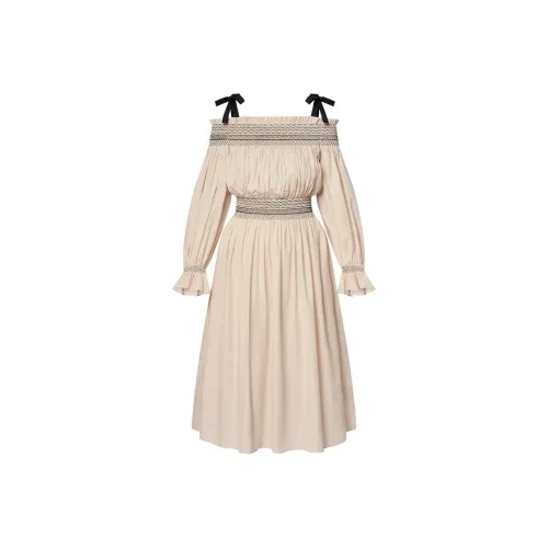 LOUIS VUITTON Embroidered Off-The-Shoulder Dress