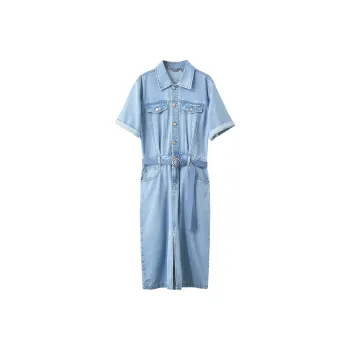 AMII Short Sleeved Dress Women's Denim Blue