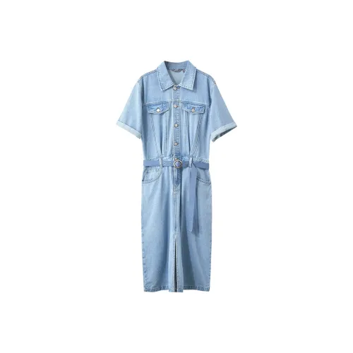 AMII Short Sleeved Dress Women's Denim Blue