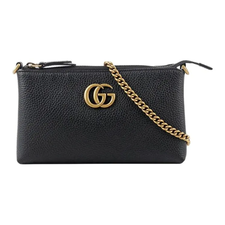 GUCCI Marmont Leather Shoulder Bag Women's Black-0