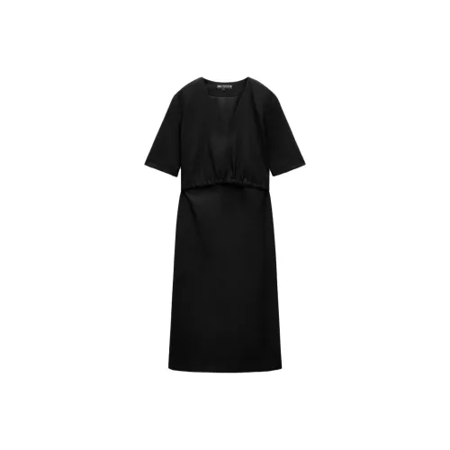 ZARA ZW Series Short Sleeved Dresses Women's Black