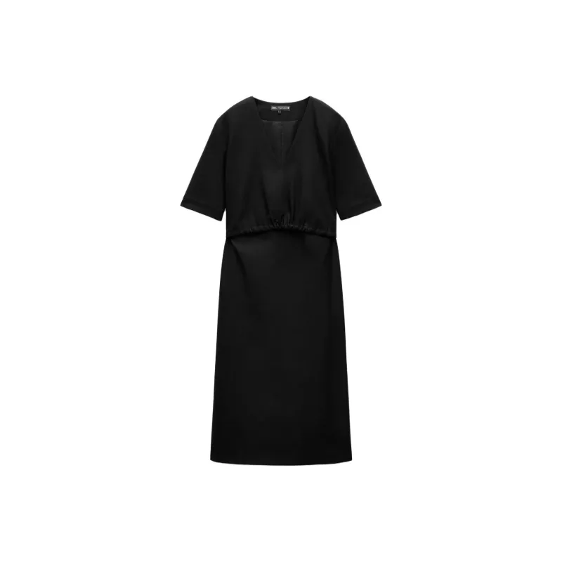 ZARA ZW Series Short Sleeved Dresses Women's Black-0