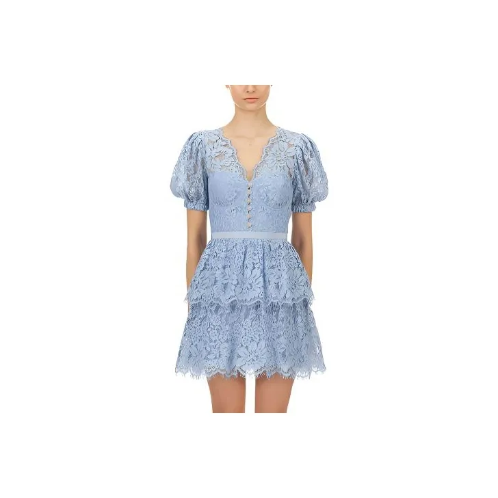 Self portrait Short Sleeved Dress Women's Blue-0