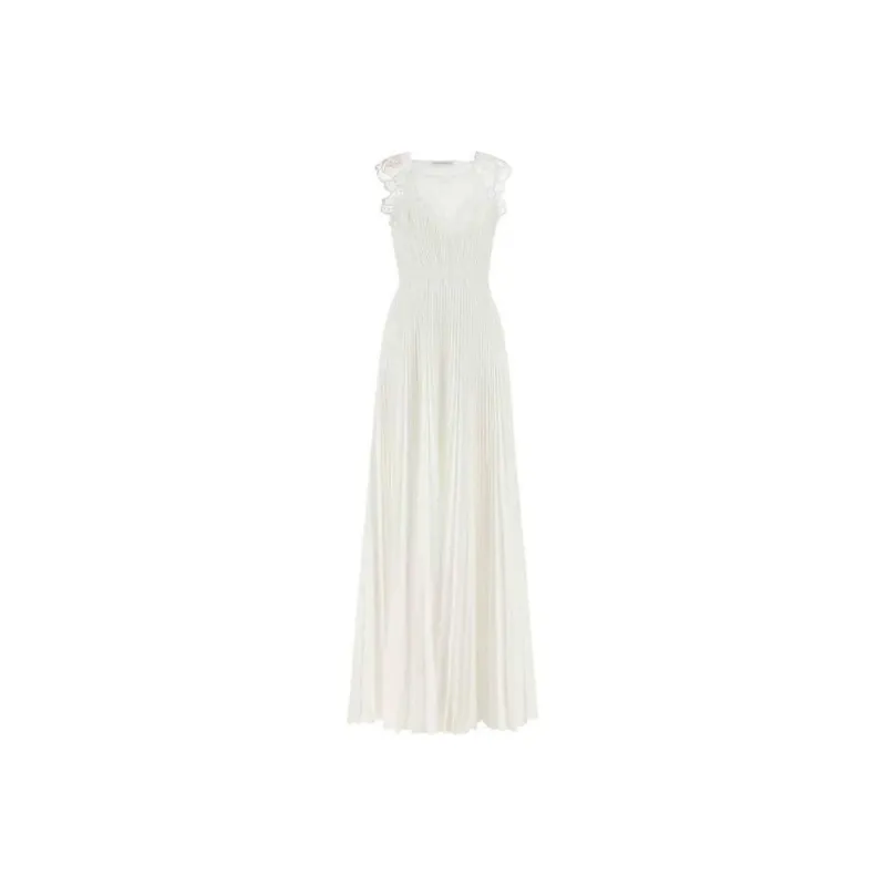 ALBERTA FERRETTI Lace Embellished Pleated Cut-Out Gown-0