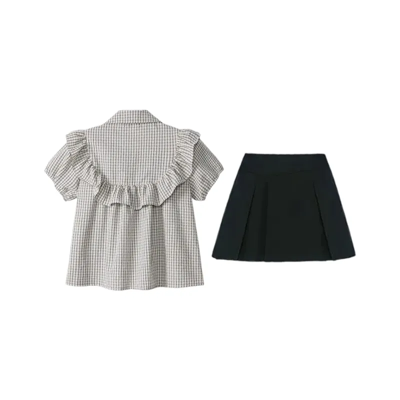 Vine Color Two Piece Skirt Sets Women's-15