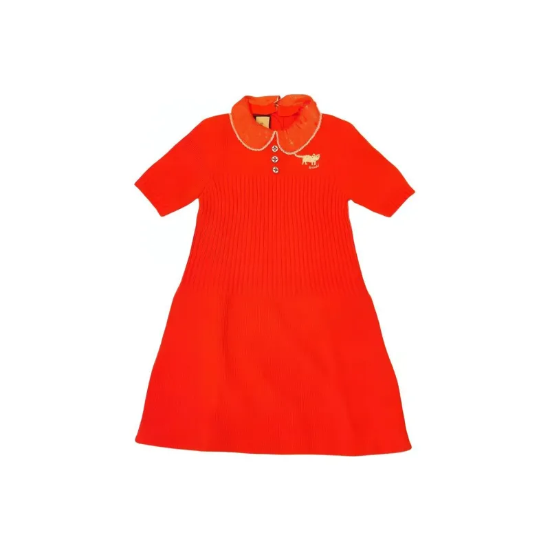 GUCCI Short Sleeved Dresses Women's Red-0